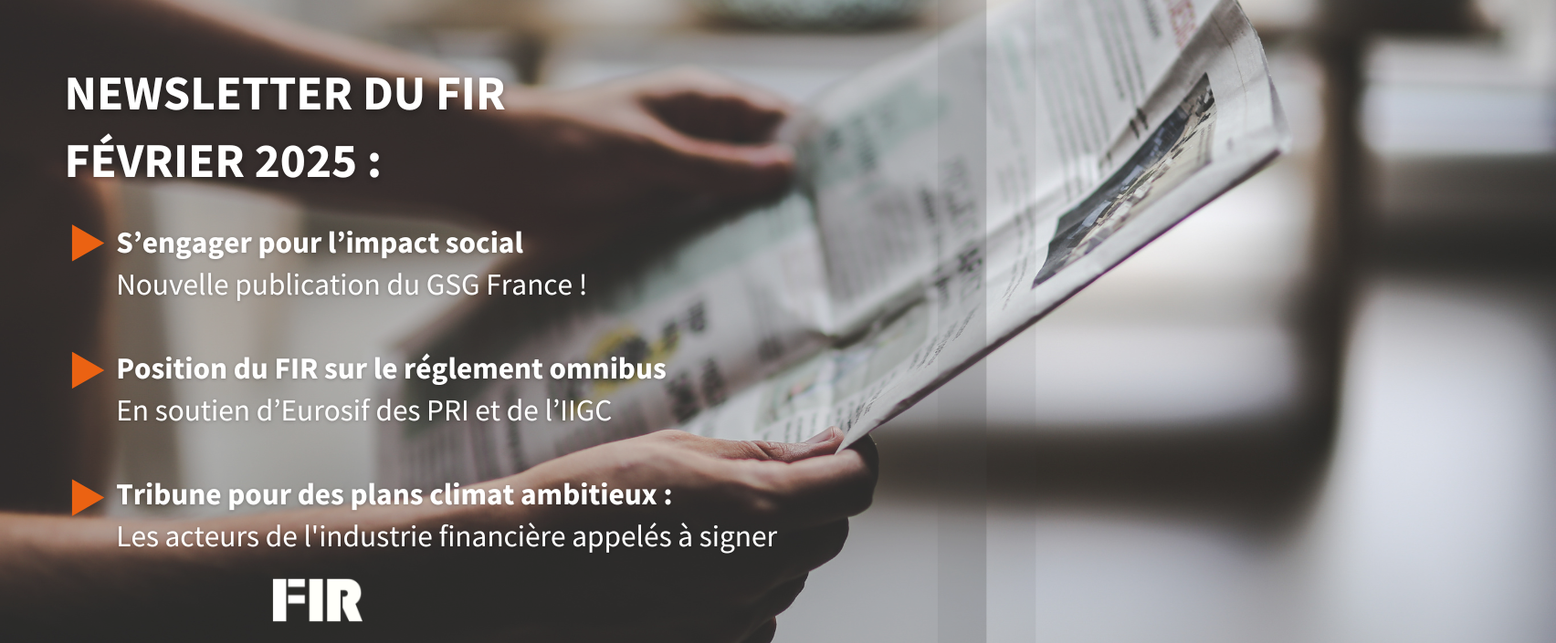 Newsletter du FIR : S'engager pour l'impact social