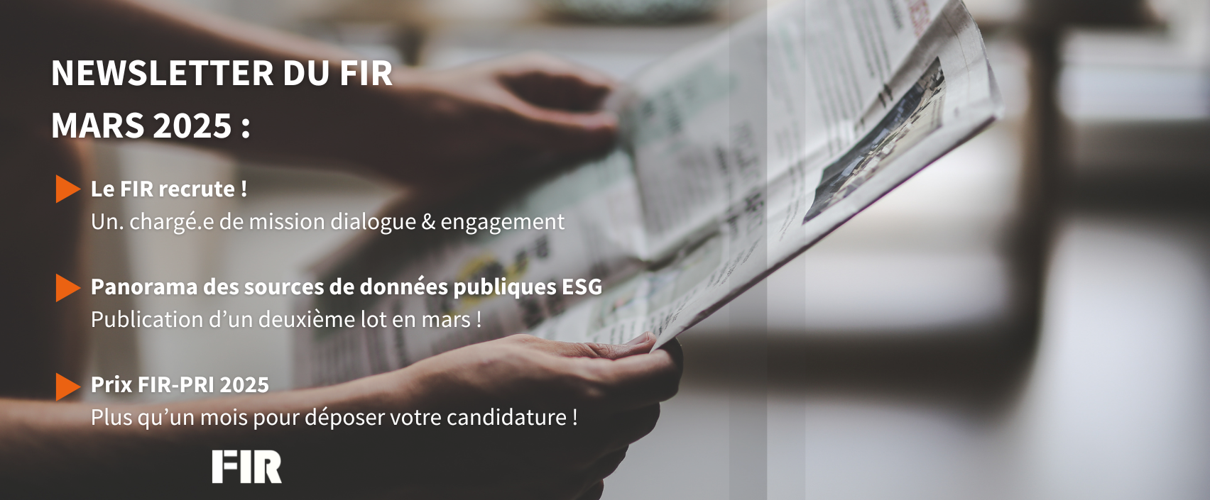 Newsletter du FIR : Le FIR recrute !